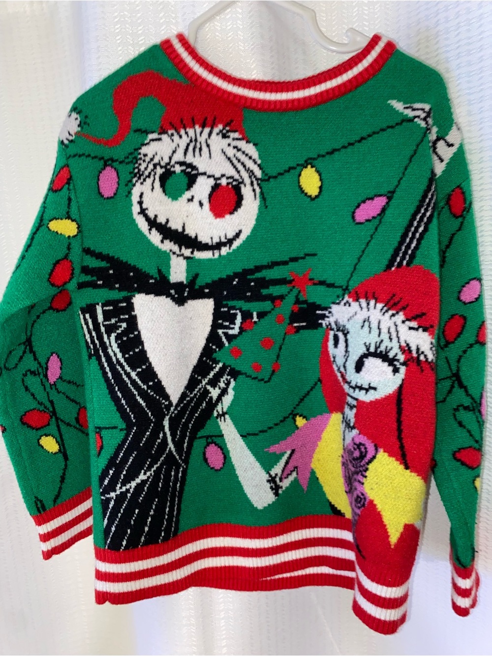 Disney Nightmare Before Christmas Jack & Sally Holiday Sweater Pullover XS 5/6